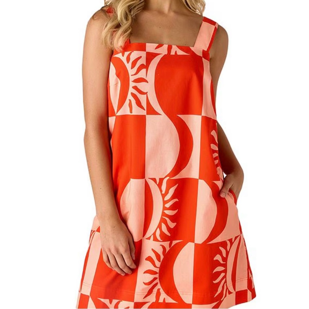 Crosby by Molly Burch Warren Sunny Printed Square Neck Sleeveless Shift Dress